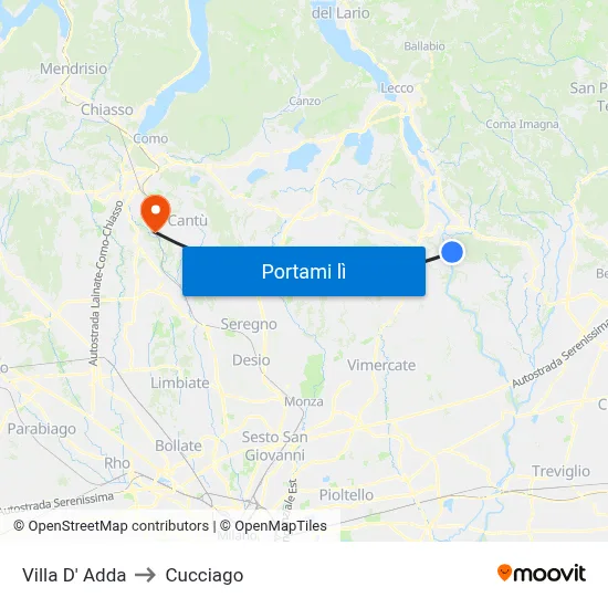 Villa D' Adda to Cucciago map