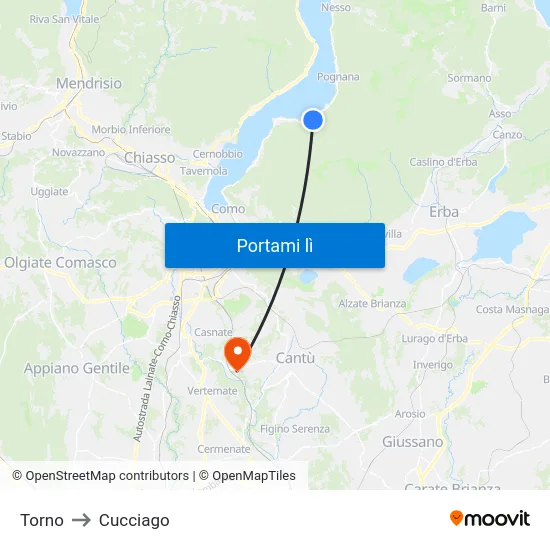 Torno to Cucciago map