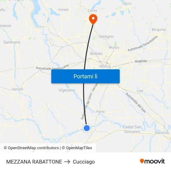 MEZZANA RABATTONE to Cucciago map