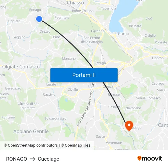 RONAGO to Cucciago map