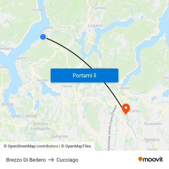 Brezzo Di Bedero to Cucciago map
