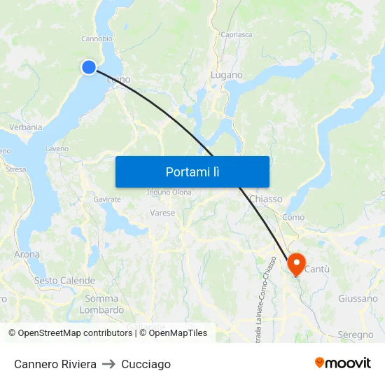 Cannero Riviera to Cucciago map