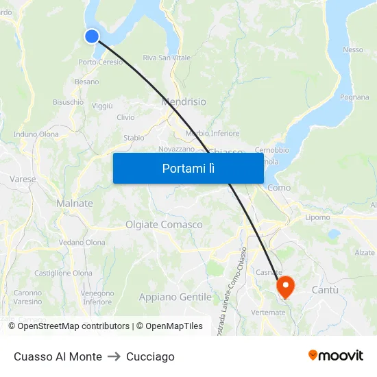 Cuasso Al Monte to Cucciago map