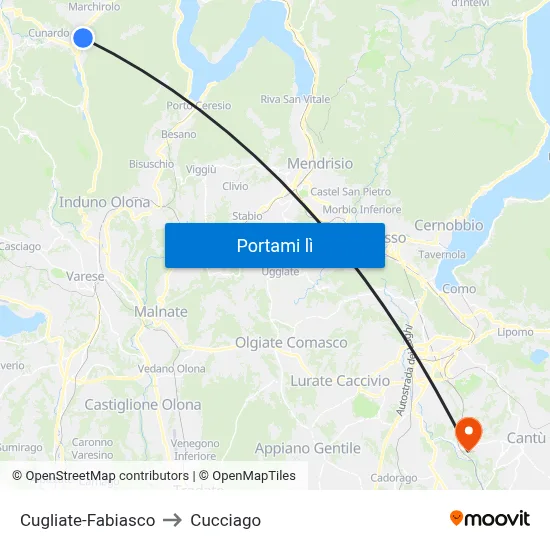 Cugliate-Fabiasco to Cucciago map