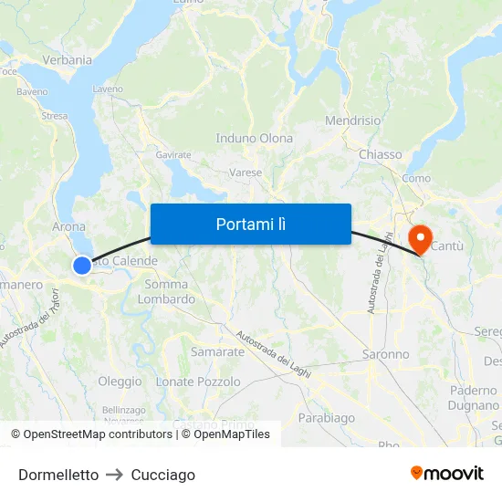 Dormelletto to Cucciago map