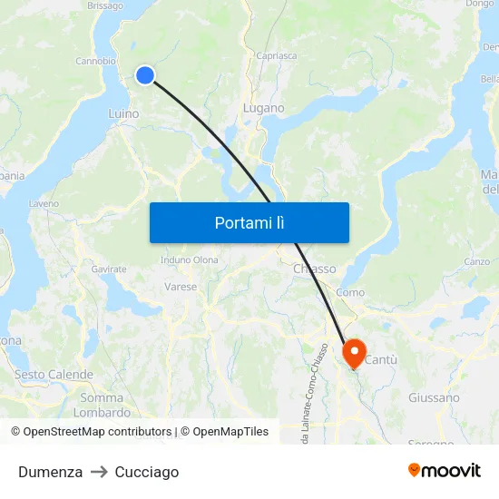 Dumenza to Cucciago map