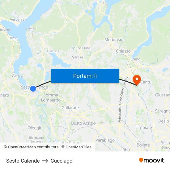 Sesto Calende to Cucciago map