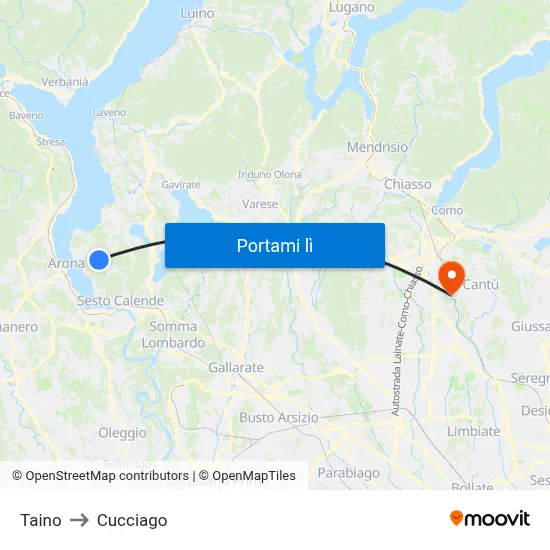 Taino to Cucciago map