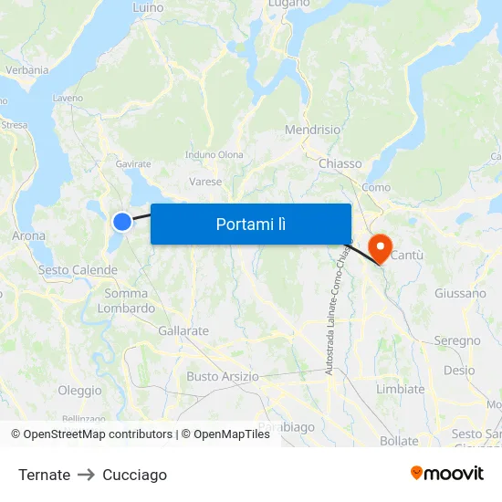 Ternate to Cucciago map