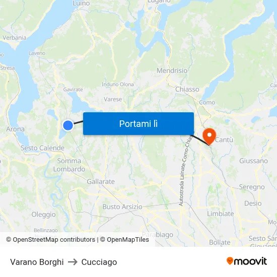 Varano Borghi to Cucciago map