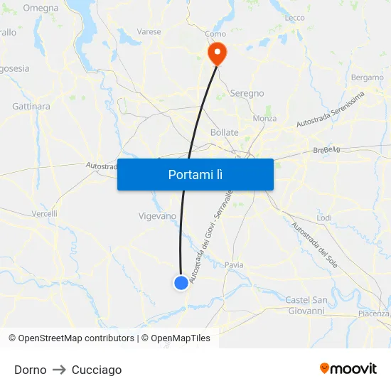 Dorno to Cucciago map