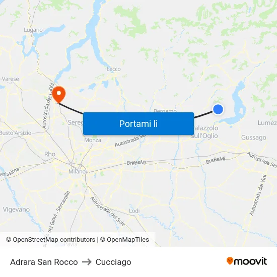 Adrara San Rocco to Cucciago map