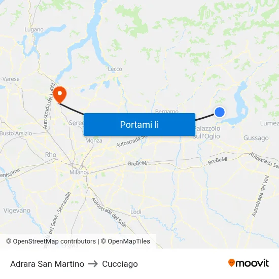 Adrara San Martino to Cucciago map