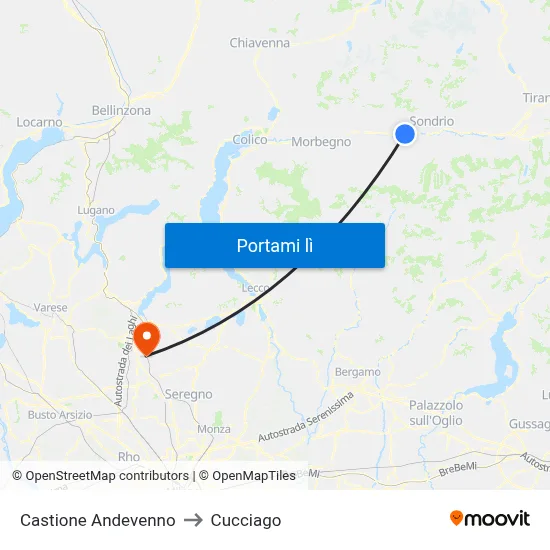 Castione Andevenno to Cucciago map