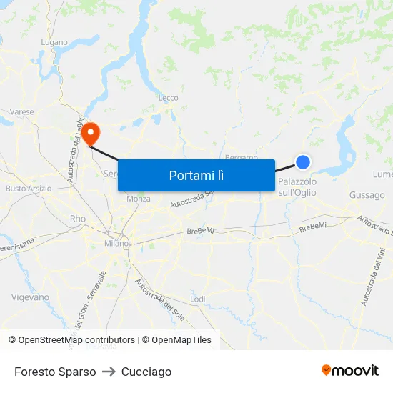 Foresto Sparso to Cucciago map