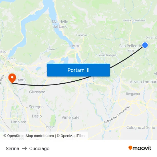 Serina to Cucciago map