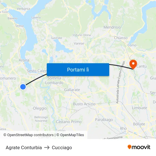 Agrate Conturbia to Cucciago map