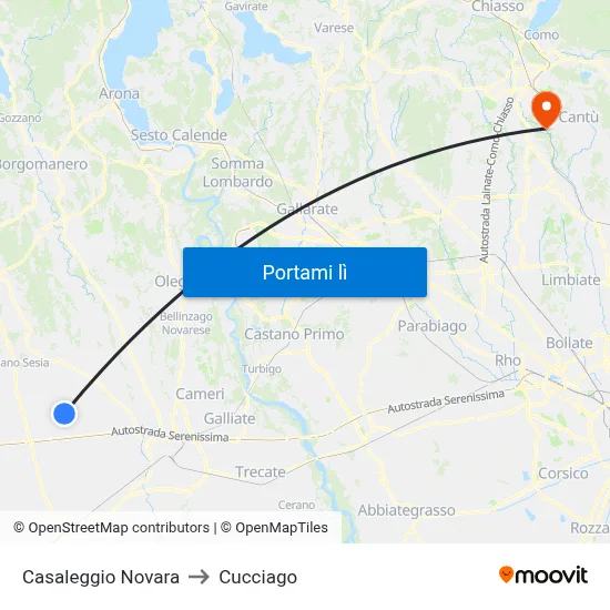 Casaleggio Novara to Cucciago map