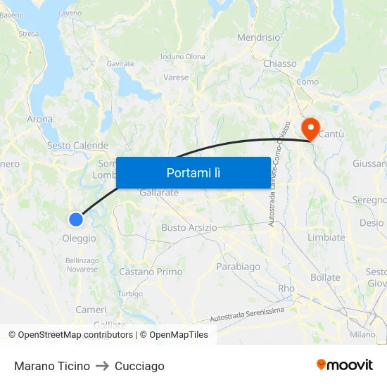Marano Ticino to Cucciago map