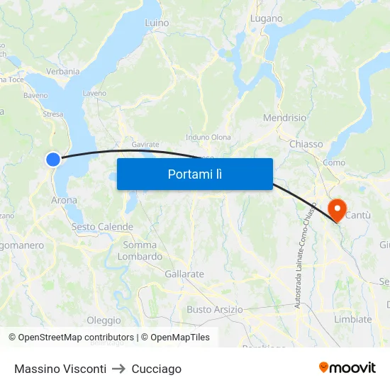 Massino Visconti to Cucciago map