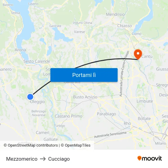 Mezzomerico to Cucciago map