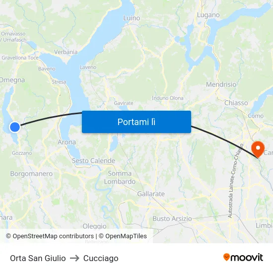 Orta San Giulio to Cucciago map
