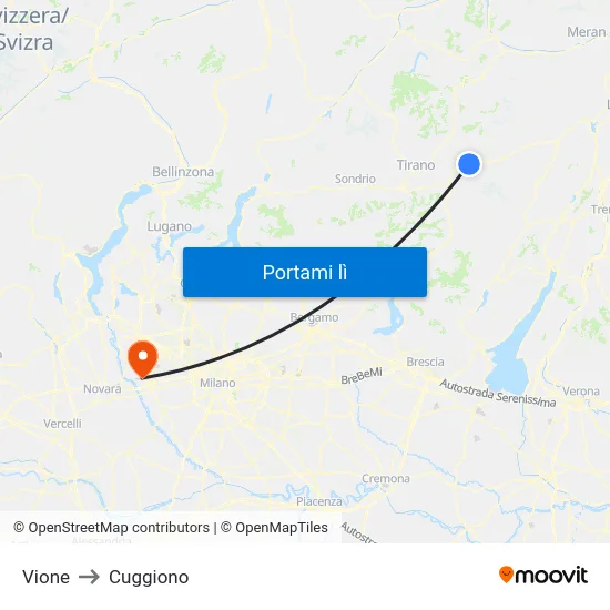 Vione to Cuggiono map