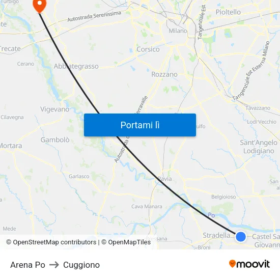 Arena Po to Cuggiono map