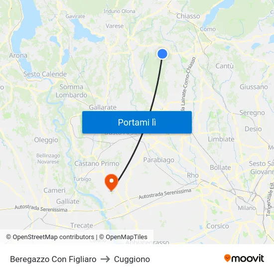 Beregazzo Con Figliaro to Cuggiono map