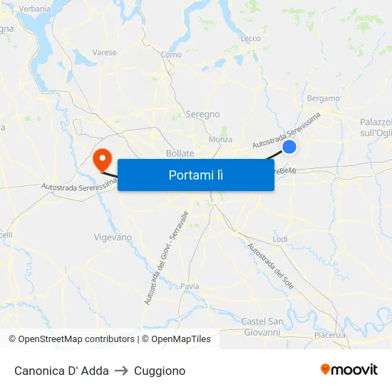 Canonica D' Adda to Cuggiono map