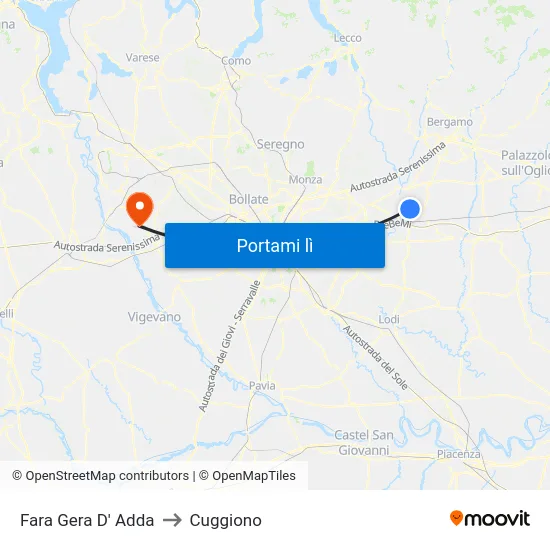 Fara Gera D' Adda to Cuggiono map