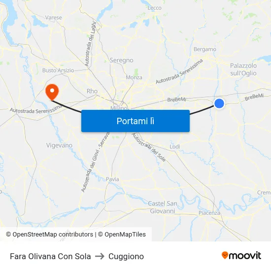 Fara Olivana Con Sola to Cuggiono map