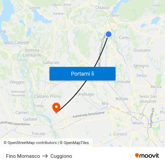 Fino Mornasco to Cuggiono map