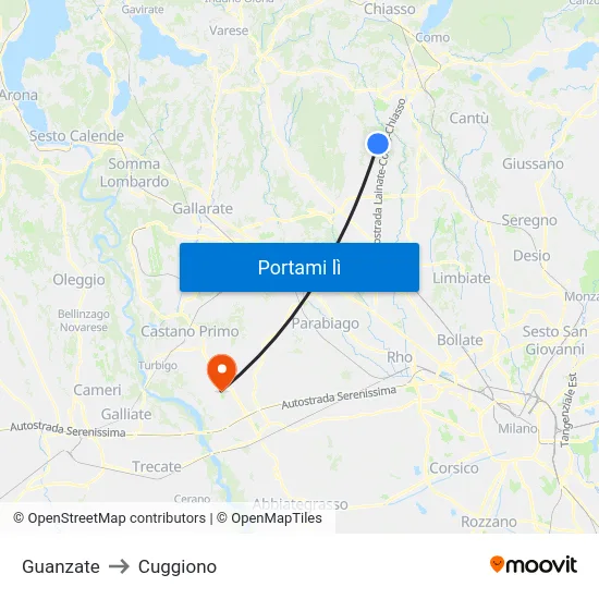 Guanzate to Cuggiono map
