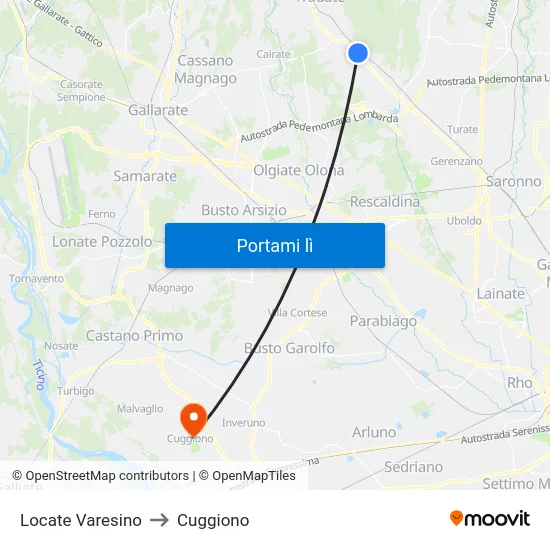 Locate Varesino to Cuggiono map