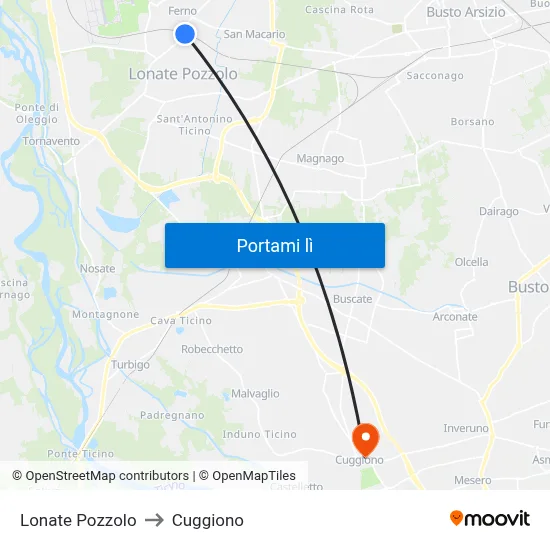 Lonate Pozzolo to Cuggiono map