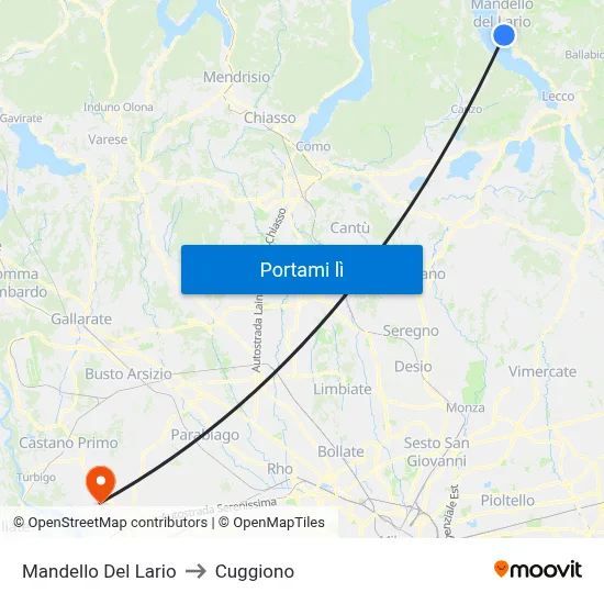 Mandello Del Lario to Cuggiono map