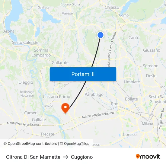 Oltrona Di San Mamette to Cuggiono map