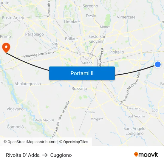 Rivolta D' Adda to Cuggiono map