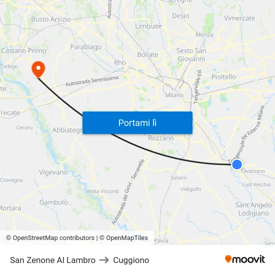 San Zenone Al Lambro to Cuggiono map