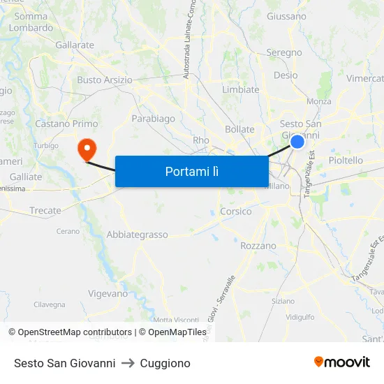 Sesto San Giovanni to Cuggiono map
