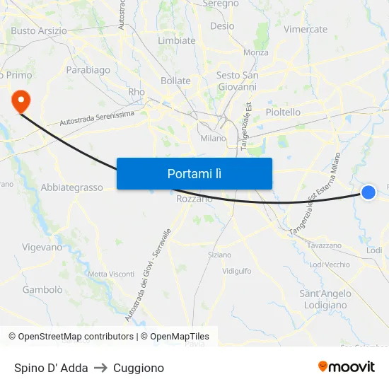 Spino D' Adda to Cuggiono map