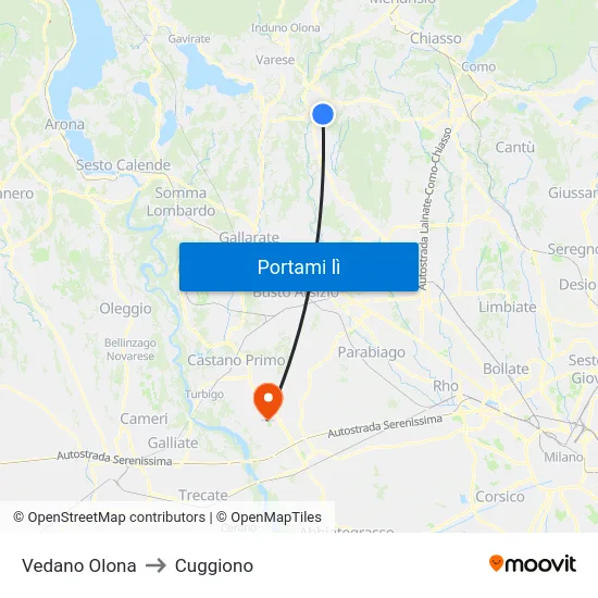 Vedano Olona to Cuggiono map