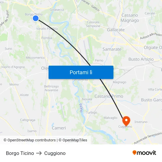 Borgo Ticino to Cuggiono map