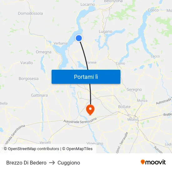 Brezzo Di Bedero to Cuggiono map