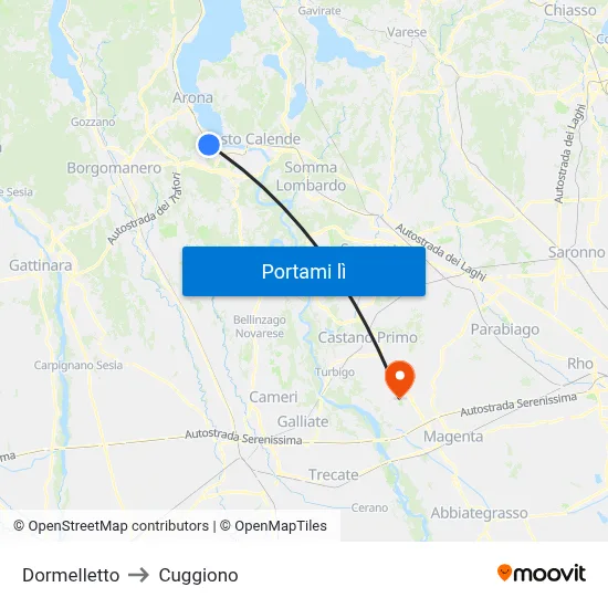 Dormelletto to Cuggiono map