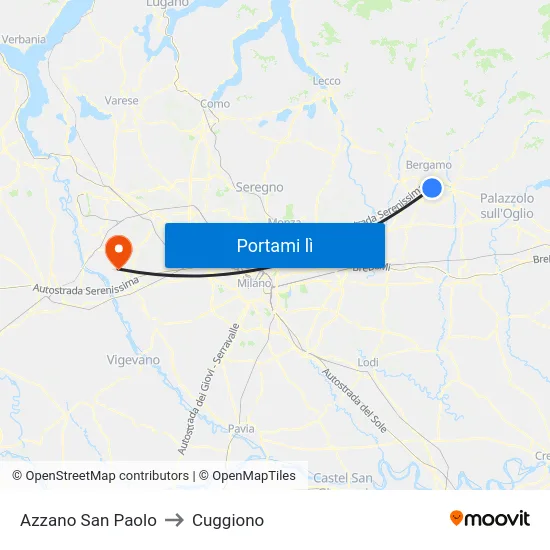 Azzano San Paolo to Cuggiono map