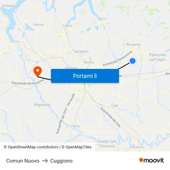 Comun Nuovo to Cuggiono map