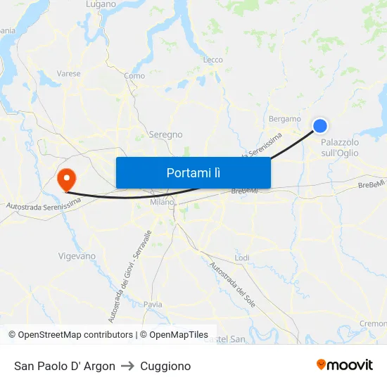 San Paolo D' Argon to Cuggiono map