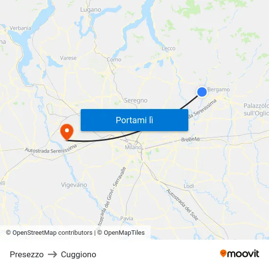 Presezzo to Cuggiono map